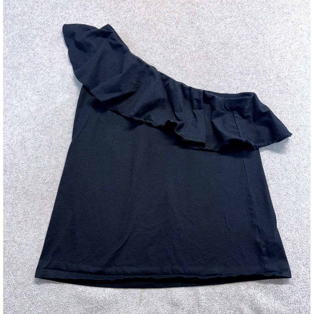 Banana Republic Ruffle One Shoulder Top Womens S Black Asymmetric Sleeveless